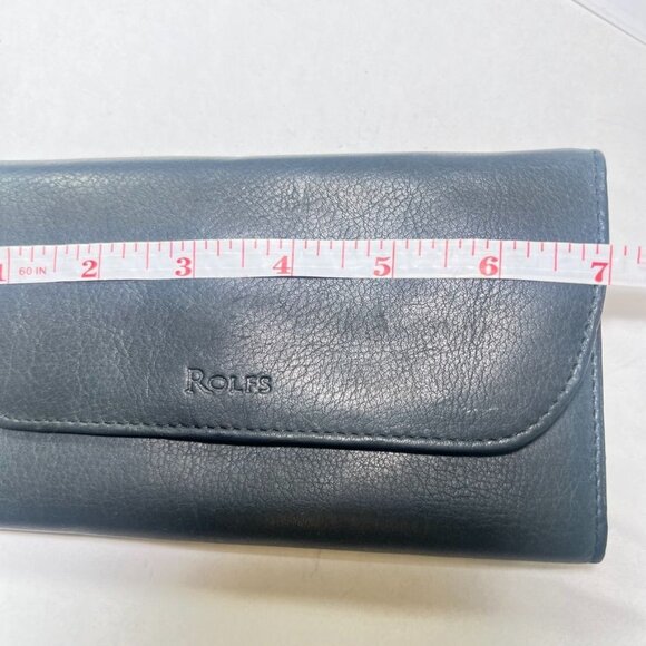 Vintage Rolfs Black Leather Checkbook Wallet Card Slots Coin Pocket Pen Holder - Picture 5 of 6